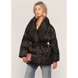 NWT Heartloom Kriza Black Belted Puffer Jacket, size XS